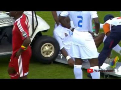 d.r. congo039s player get hit with the medical cart at africa cup of nations youtube 1422776590k84gn