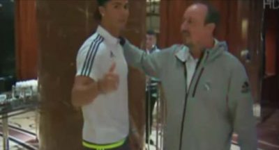 Cristiano Ronaldo y Rafa Benitez se ven y se saludan por primera vez • Real Madrid e1436877445269