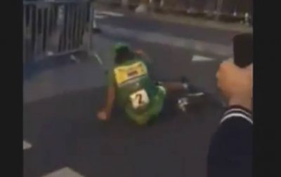 Peter Sagan wheelie fail in Aalste exhibition