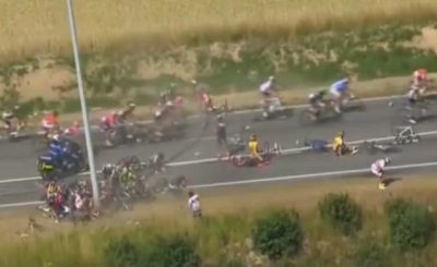 Tour de France 2015 Horror Crash 3rd Stage caused by Helicopter