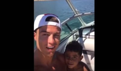 Cristiano Ronaldo Sunday At The Lake With His Son