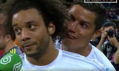 Cristiano Ronaldo photobombed Marcelo during TV interview after Real Madrid