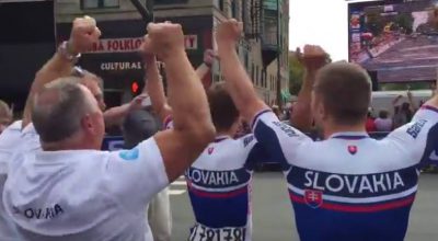 Father and brother of Peter Sagan epic celebration world championship victory